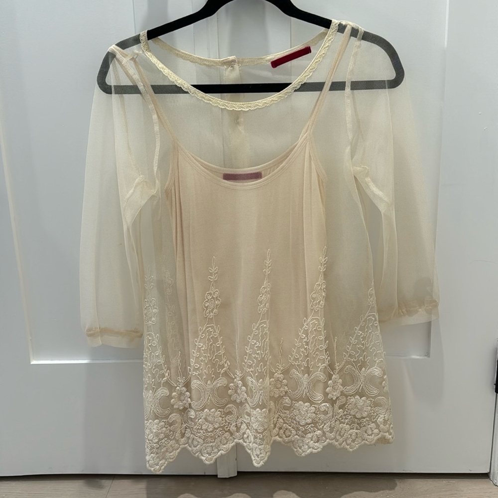 Velvet mesh blouse with camisole underneath - perfect condition. Never worn!!